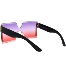 Shield Womens Squared Rectangle Shield Mod Chic Fashion Sunglasses - Gold Blue Purple Red - CZ19733KI29 $24.03