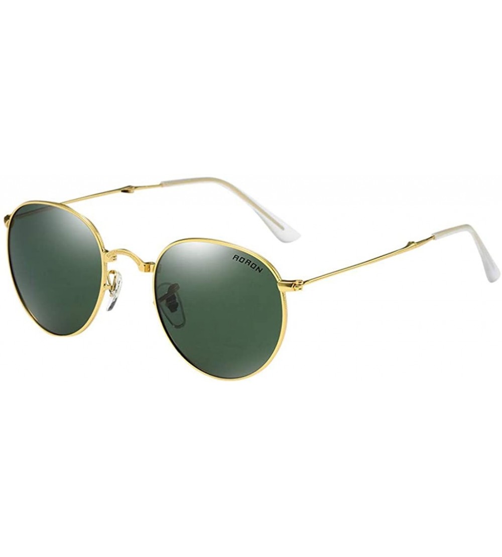 Round Fashion Men Womens Sunglasses Folded Polarized UV 400 Retro Vintage Round Frame Glasses - Green - CC196ESIYKZ $82.18