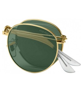 Round Fashion Men Womens Sunglasses Folded Polarized UV 400 Retro Vintage Round Frame Glasses - Green - CC196ESIYKZ $82.18