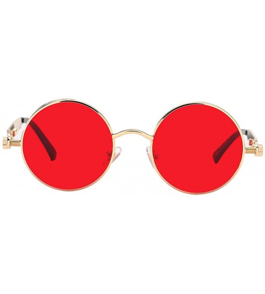 Round John Lennon Round Steampunk Sunglasses for Women Men Retro Metal Frame - Gold Frame/T Red Lens - C8189COD7HG $26.44