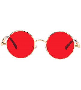 Round John Lennon Round Steampunk Sunglasses for Women Men Retro Metal Frame - Gold Frame/T Red Lens - C8189COD7HG $26.44