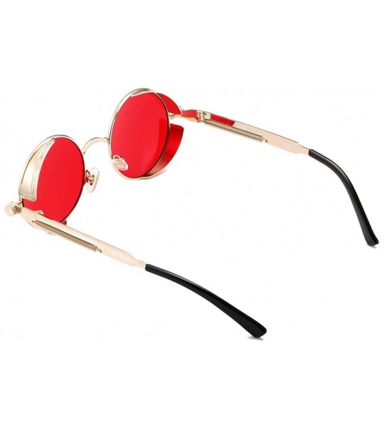 Round John Lennon Round Steampunk Sunglasses for Women Men Retro Metal Frame - Gold Frame/T Red Lens - C8189COD7HG $26.44