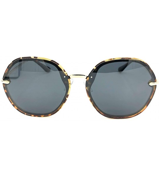 Round Women Polarized Round Sunglasses Fashion Oversized 100% UV - Tortoise - CG18RKGUZ0R $18.49