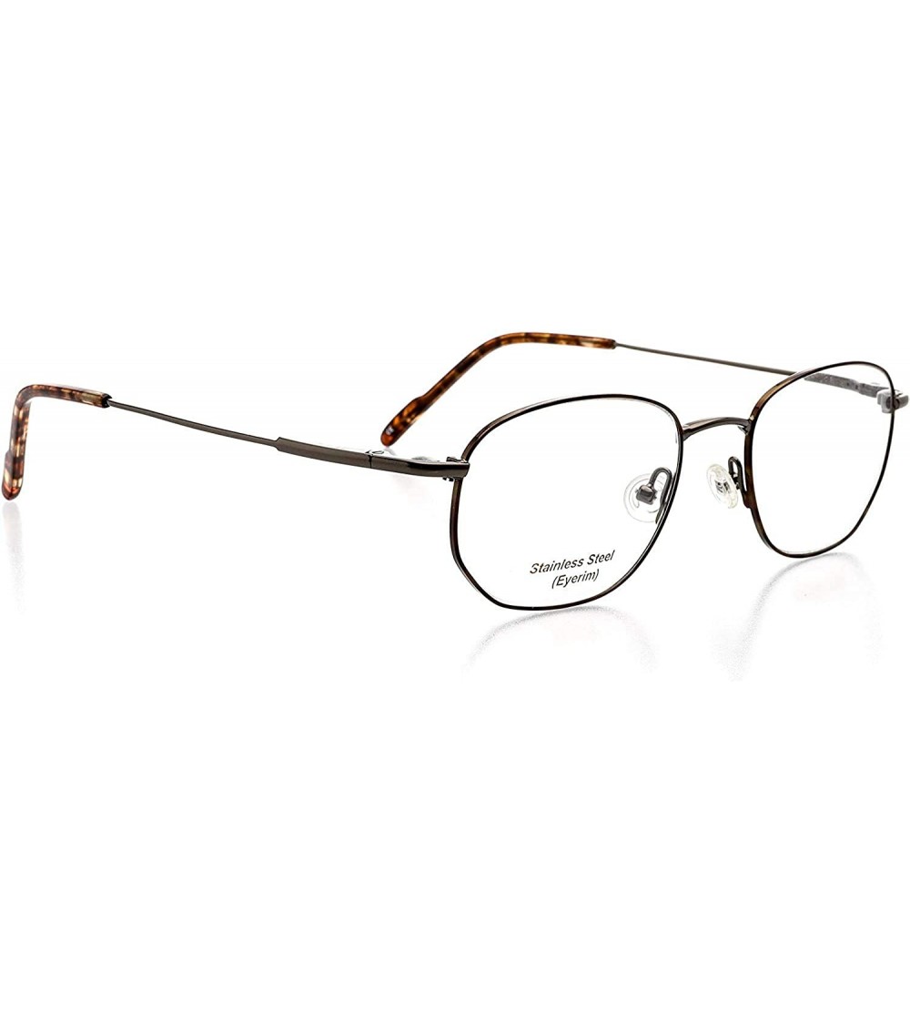 Oval Optical Eyewear with Magnetic Clip-On Sunglass - Oval Shape - Metal Full Rim Frame - Gunmetal Amber - C418WDC6XR9 $100.89