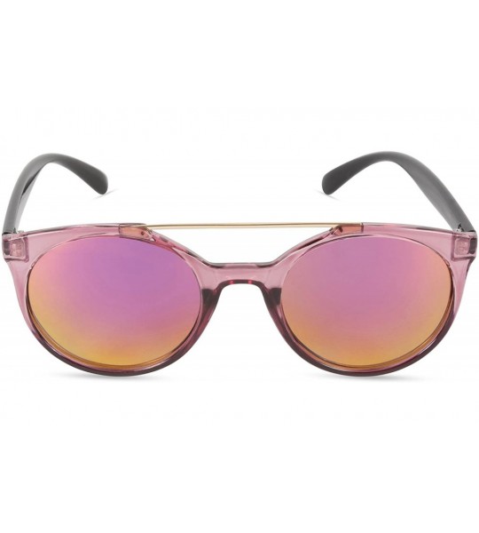 Square Classic Oversized Sunglasses Round - Crystal Purple Frame/Red Revo Lens - CU18CZZI33U $29.41