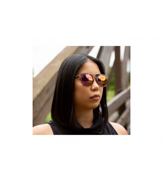 Square Classic Oversized Sunglasses Round - Crystal Purple Frame/Red Revo Lens - CU18CZZI33U $29.41