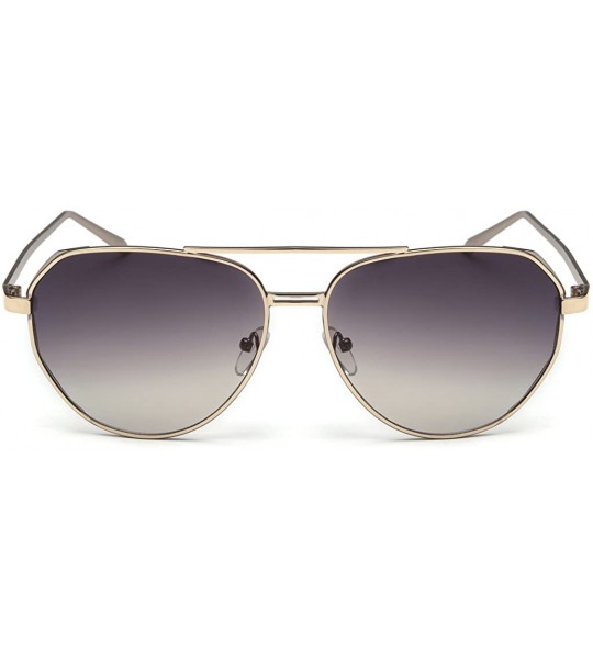 Oversized Women's Vintage Classic Full Mirrored Aviator Sunglasses UV400 59mm - Gold/Grey - CA12FPZNIHX $23.68