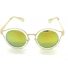 Round Retro Fashion P3 Frame Round Horn Rimmed Color Lens Sunglasses - Gold - C017YXHMZOA $18.24