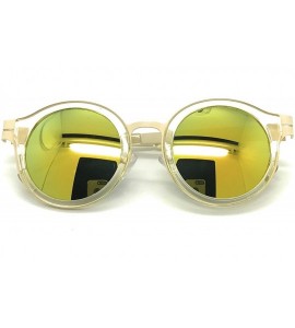 Round Retro Fashion P3 Frame Round Horn Rimmed Color Lens Sunglasses - Gold - C017YXHMZOA $18.24