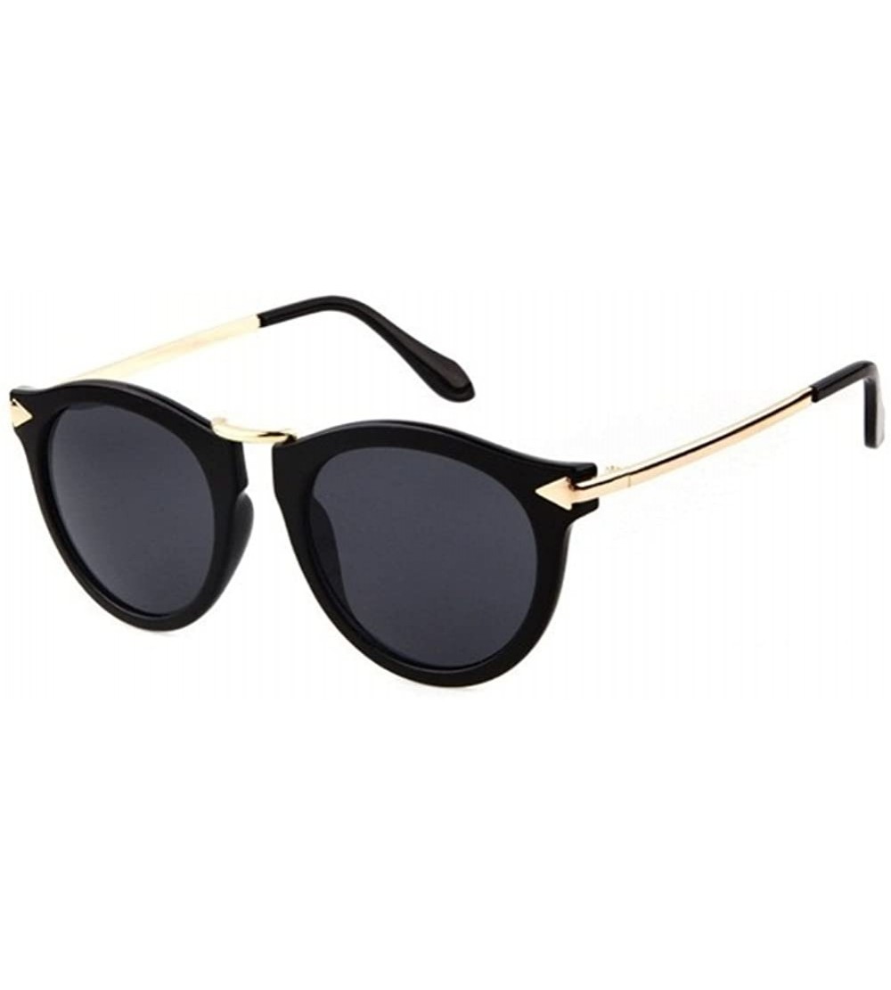 Goggle Women Retro Round Coating Sunglasses Vintage Glasses Metal Arrow Sunglass - Black - CY17AALNMT9 $19.57