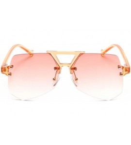 Rimless Rimless Geometric Sunglasses Color Flat Lens Keyhole Bridge Aviator - Coral - CX18EYIXYDC $21.40