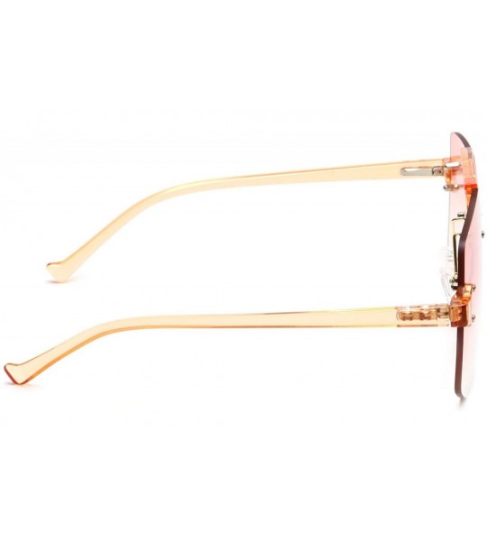 Rimless Rimless Geometric Sunglasses Color Flat Lens Keyhole Bridge Aviator - Coral - CX18EYIXYDC $21.40