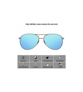 Square Premium Military Style Classic Aviator Polarized Sunglasses- 100% UV Protection - Gun Frame Blue Lens - CQ18E7N8UDE $2...