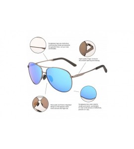 Square Premium Military Style Classic Aviator Polarized Sunglasses- 100% UV Protection - Gun Frame Blue Lens - CQ18E7N8UDE $2...