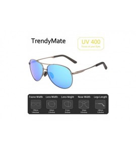 Square Premium Military Style Classic Aviator Polarized Sunglasses- 100% UV Protection - Gun Frame Blue Lens - CQ18E7N8UDE $2...