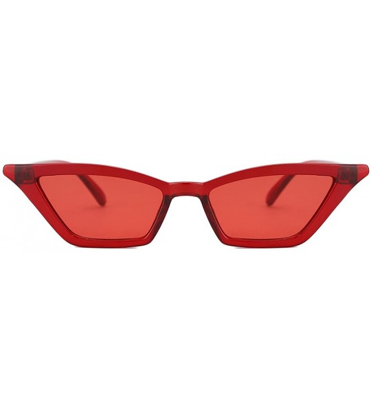 Round Retro Cateye Sunglasses for Women UV Protection Fashion Clout Goggles - D-red - CR18E22O75A $24.80