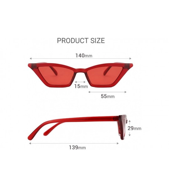 Round Retro Cateye Sunglasses for Women UV Protection Fashion Clout Goggles - D-red - CR18E22O75A $24.80