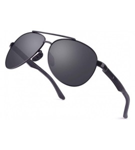 Sport Pilot Polarized Sunglasses for Men Lightweight Al-Mg Sports UV400 S704 - Matte Black Frame/Gray Lens - C118XQ3O27U $30.47