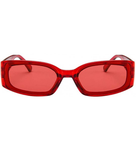 Wrap Classic Rectangle Small Full Frame Sunglasses For Women Unisex Adults - Red - CO196M4I5O0 $16.47