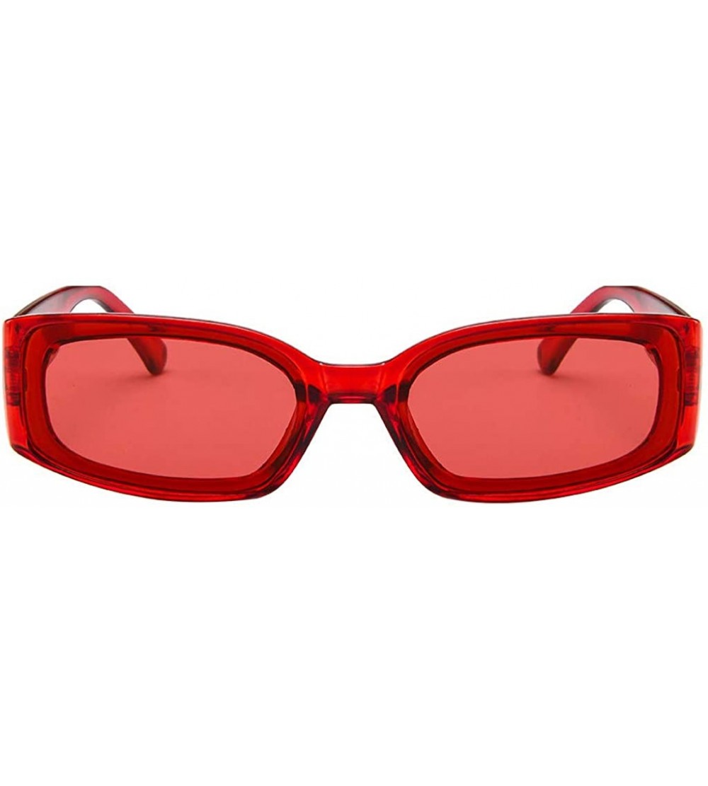 Wrap Classic Rectangle Small Full Frame Sunglasses For Women Unisex Adults - Red - CO196M4I5O0 $16.47