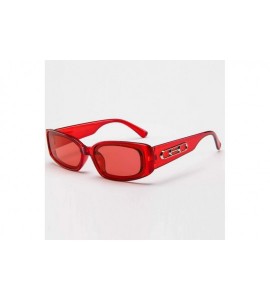 Wrap Classic Rectangle Small Full Frame Sunglasses For Women Unisex Adults - Red - CO196M4I5O0 $16.47