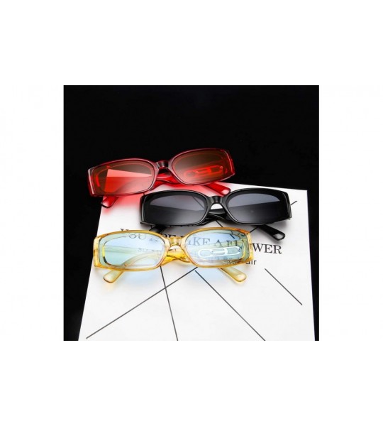 Wrap Classic Rectangle Small Full Frame Sunglasses For Women Unisex Adults - Red - CO196M4I5O0 $16.47