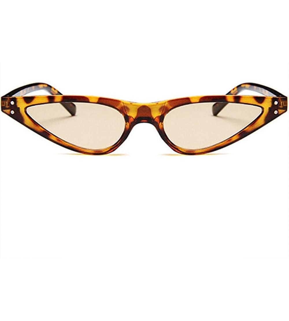 Aviator Oulylan Small Cat Eye Sunglasses Women Vintage Trendy Sun Clear Red As Picture - Leopard - CH18YKSXMYG $18.11