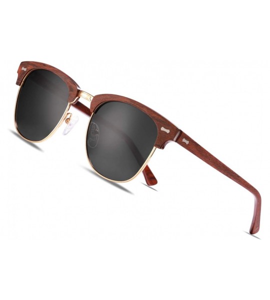 Semi-rimless Vintage Polarized Sunglasses Protection - Red Frame/ Grey Lens - CX18AZMTR30 $38.08