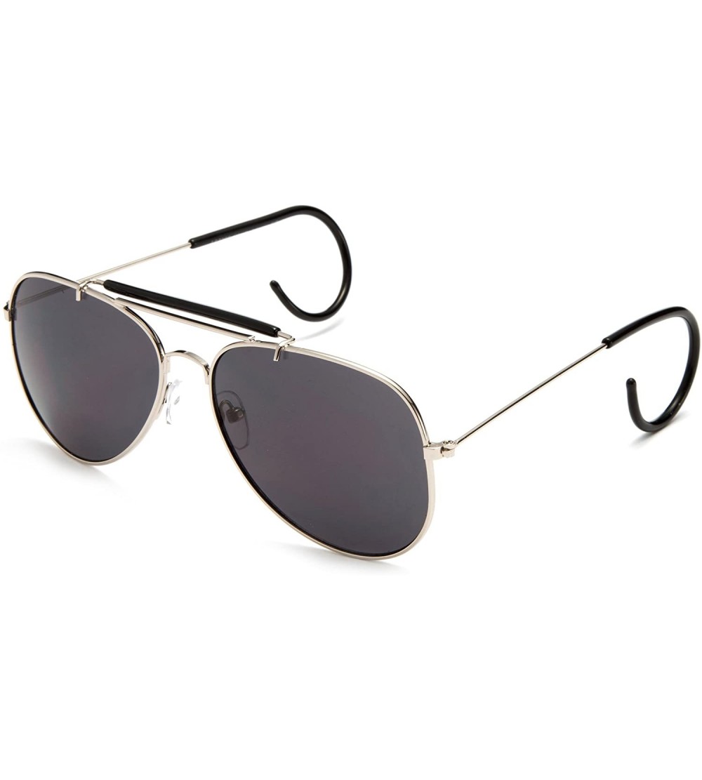 Wrap Timeless Classic Aviator Sunglasses with Brow Bar and Cable Wired Temple - Silver/Smoke - CA12J6U5C7H $19.65