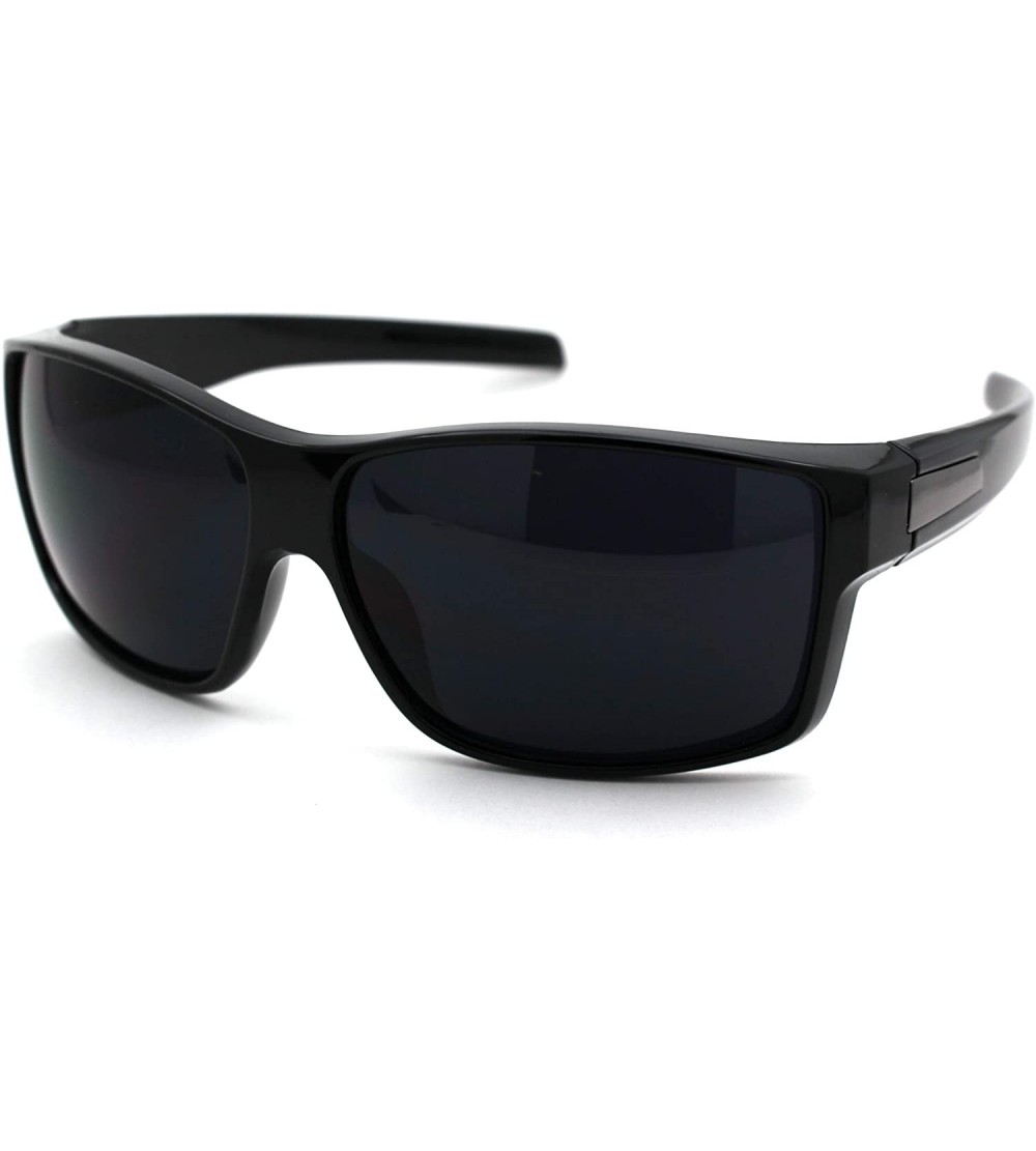 Rectangular Mens 90s All Black Gangster Warp Plastic Biker Sunglasses - C518WLRHY5R $20.03