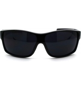 Rectangular Mens 90s All Black Gangster Warp Plastic Biker Sunglasses - C518WLRHY5R $20.03