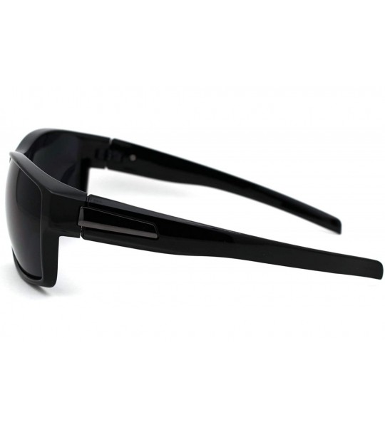 Rectangular Mens 90s All Black Gangster Warp Plastic Biker Sunglasses - C518WLRHY5R $20.03