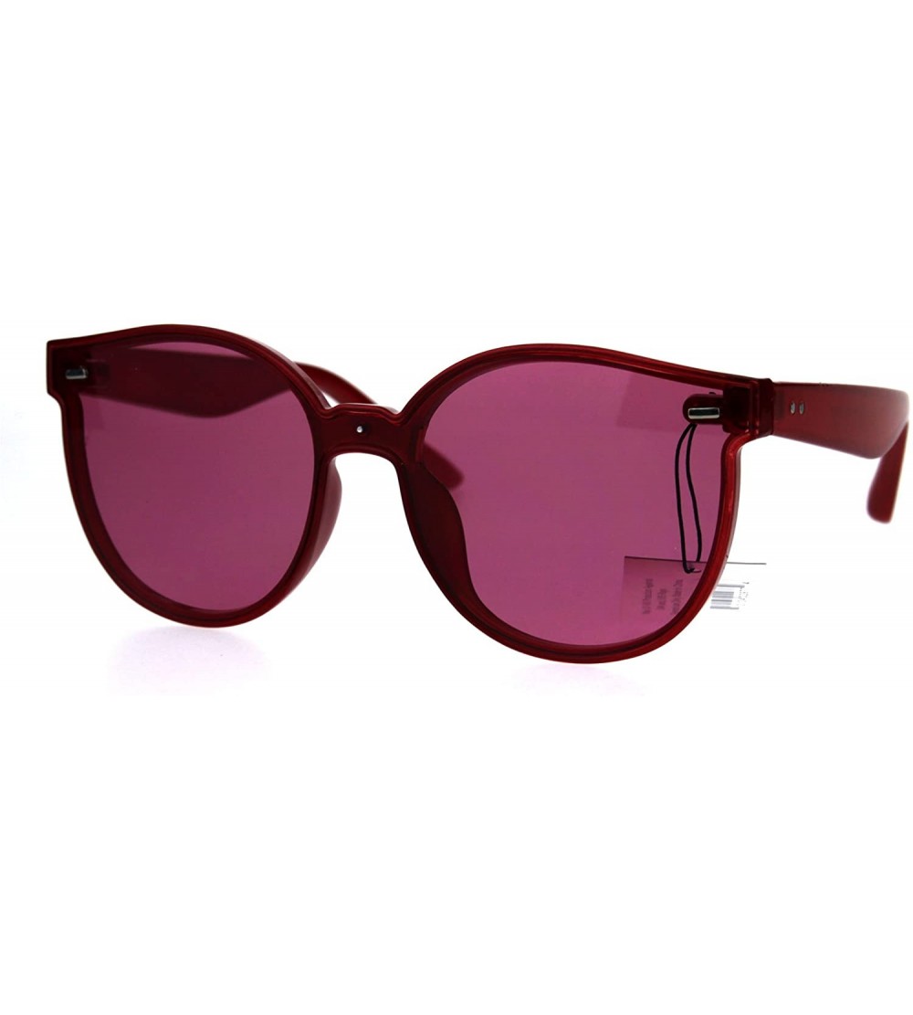 Round Hipster Round Horned Geek Nerdy Plastic Sunglasses - Red - CX1869XD65K $19.69