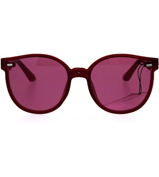 Round Hipster Round Horned Geek Nerdy Plastic Sunglasses - Red - CX1869XD65K $19.69