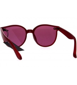 Round Hipster Round Horned Geek Nerdy Plastic Sunglasses - Red - CX1869XD65K $19.69