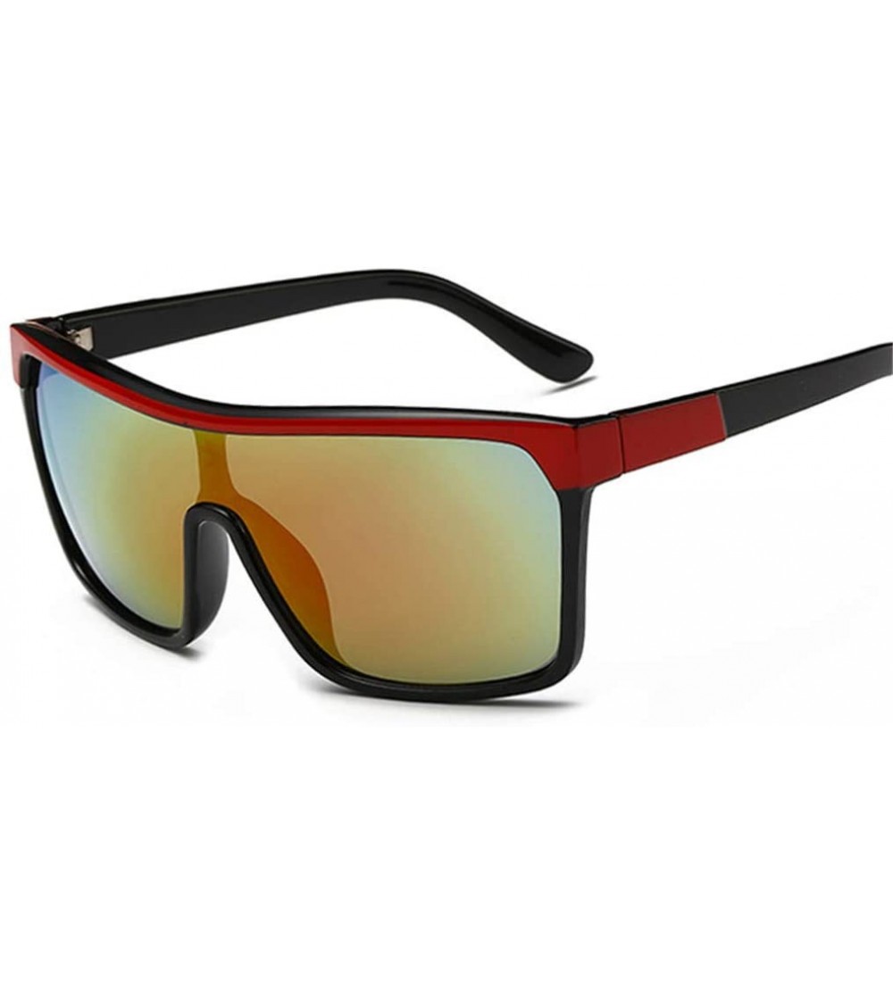 Oversized Square Shield Sunglasses Men Driving Sun Glasses Cool Shades Retro - Cjxy802 C2 Red - CQ194OTQYCD $44.28