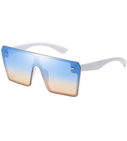 Oversized Rectangle Sunglasses Outdoor Oversized Frames Tinted Lens UV 400 Eyewear Shades - Light Blue - CX190C3A7ED $24.21