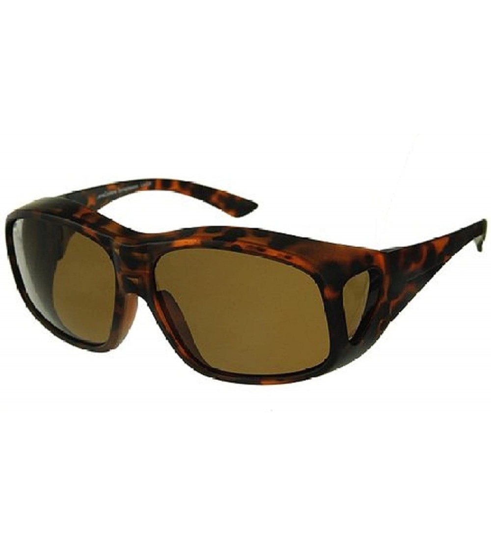 Oversized Men Women Large Polarized Fit Over Sunglasses Wear Over Glasses - Tortoise - C812IF6VSNF $27.60