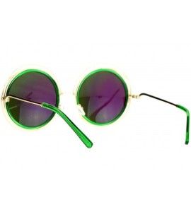 Round Womens Designer Fashion Sunglasses Round Circle Gold Wire Frame Mirror Lens - Gold Green (Green Mirror) - CO188I733O9 $...