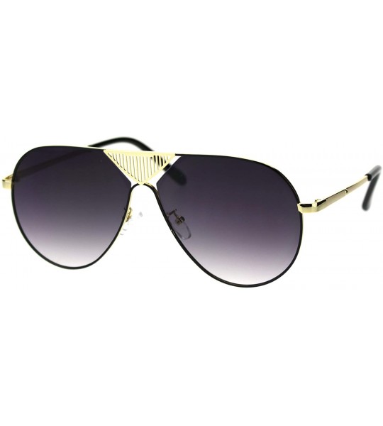 Square Mens Flat Top Luxury Rich Baller Metal Rim Racer Sunglasses - Gold Black Smoke - CV18T43YHH0 $26.55