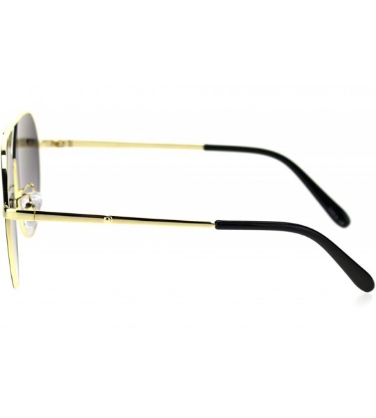 Square Mens Flat Top Luxury Rich Baller Metal Rim Racer Sunglasses - Gold Black Smoke - CV18T43YHH0 $26.55