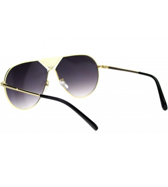 Square Mens Flat Top Luxury Rich Baller Metal Rim Racer Sunglasses - Gold Black Smoke - CV18T43YHH0 $26.55