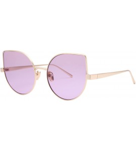 Cat Eye Cat Eye Mirrored Flat Lenses Light Metal Frame Women Sunglasses 5273 - Gold Frame Purple Lenses - CO17Z73ZLNG $29.29