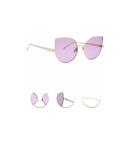 Cat Eye Cat Eye Mirrored Flat Lenses Light Metal Frame Women Sunglasses 5273 - Gold Frame Purple Lenses - CO17Z73ZLNG $29.29