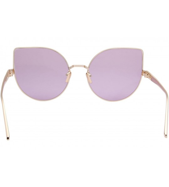 Cat Eye Cat Eye Mirrored Flat Lenses Light Metal Frame Women Sunglasses 5273 - Gold Frame Purple Lenses - CO17Z73ZLNG $29.29