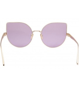 Cat Eye Cat Eye Mirrored Flat Lenses Light Metal Frame Women Sunglasses 5273 - Gold Frame Purple Lenses - CO17Z73ZLNG $29.29