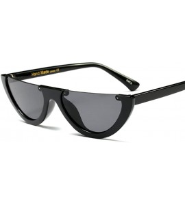 Rimless Narrow Half Rimmed Sunglasses for Women Slim Moon Skinny Flat Top Trendy Frame - Black - CN186S38IER $21.38