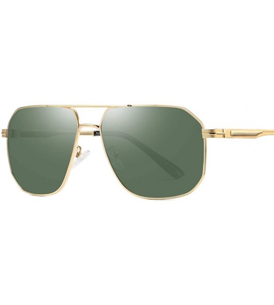 Rectangular Square Frame Polarized Sunglasses for Men Women Driving UV400 Protection - Gold Green - C218O4WWXZH $22.40