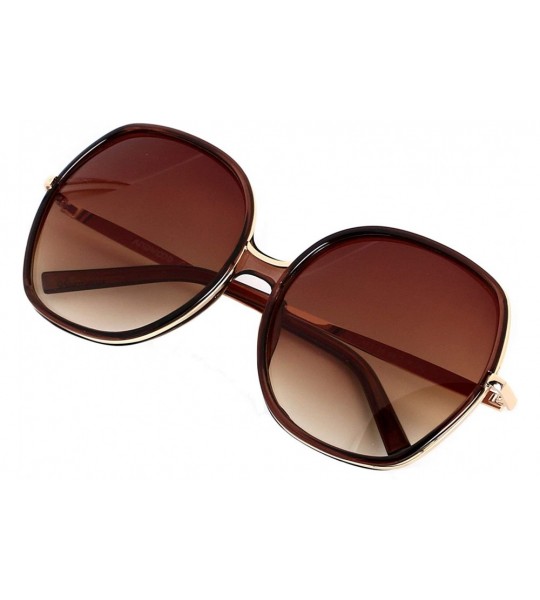 Oversized Oversized Sunglasses Big Large Women Square Wide Black Brown Retro Trendy Pink - Tea - C818QICWRIS $24.68