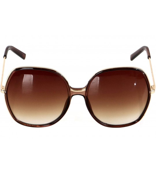 Oversized Oversized Sunglasses Big Large Women Square Wide Black Brown Retro Trendy Pink - Tea - C818QICWRIS $24.68